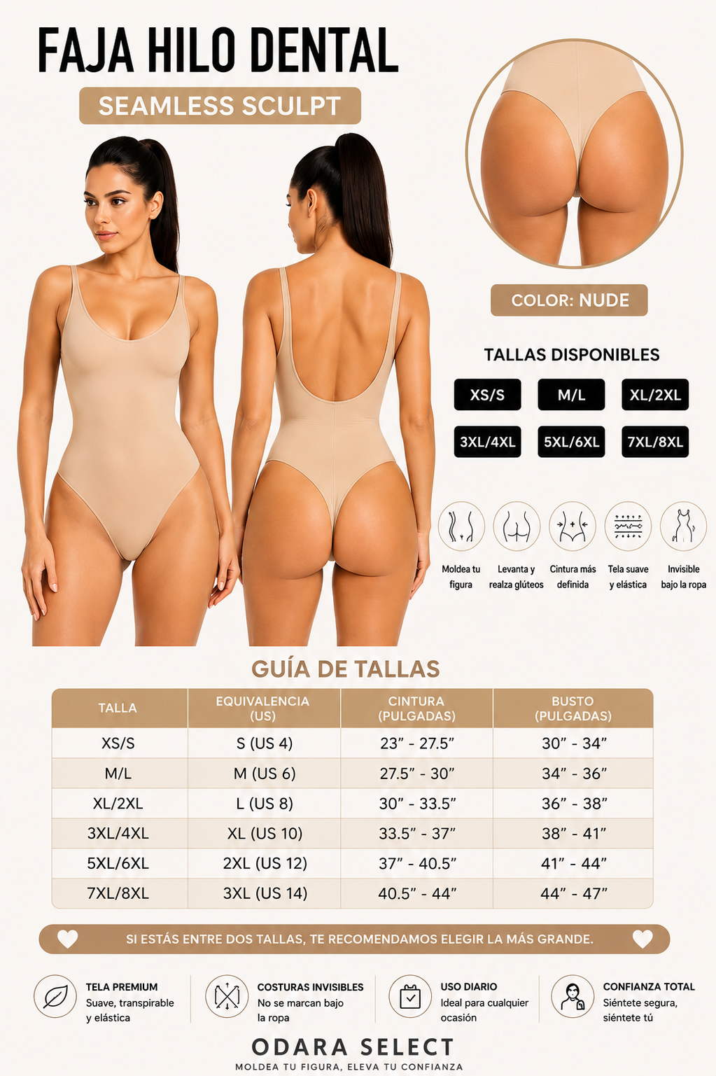 Body Moldeador Hilo Dental Nude– Alta Compresión